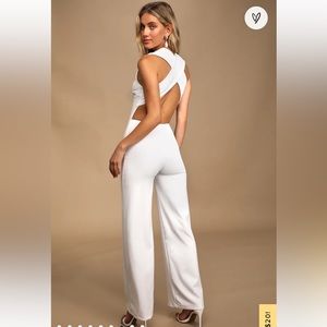Lulu's Thinking Out Loud White Backless Jumpsuit Size XS